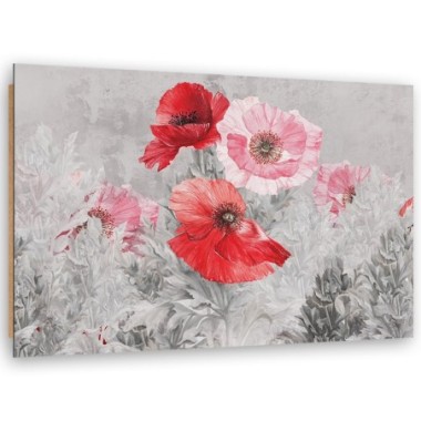 Quadro deco panel, Poppies rossi su un prato grigio...