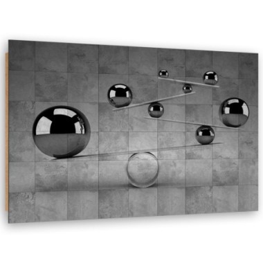 Quadro deco panel, Palline 3d d'argento - 60x40