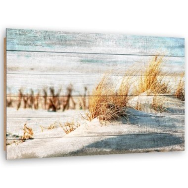 Quadro deco panel, Spiaggia di dune sul legno - 60x40