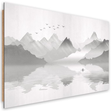 Quadro deco panel, Montagne sul lago astrazione - 60x40
