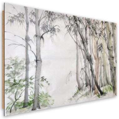 Quadro deco panel, Foresta di alberi grigi dipinti -...