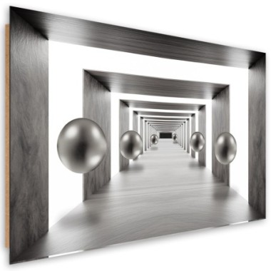 Quadro deco panel, Tunnel Silver 3D Balls - 60x40