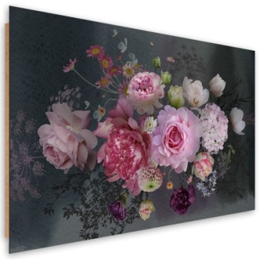 Quadro deco panel, Bouquet di fiori vintage - 60x40