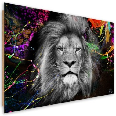 Quadro deco panel, Astrazione di leone colorato - 60x40