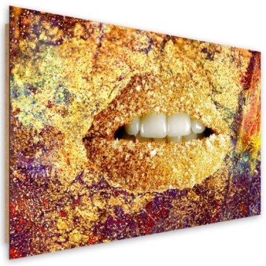 Quadro deco panel, Labbra d'oro astratte - 60x40