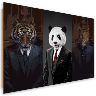Quadro deco panel, Animali in giacca e cravatta - 60x40