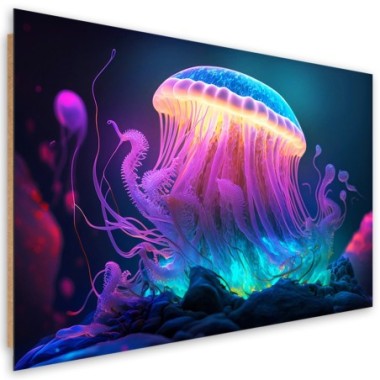 Deco panel print, Neon jellyfish - 60x40
