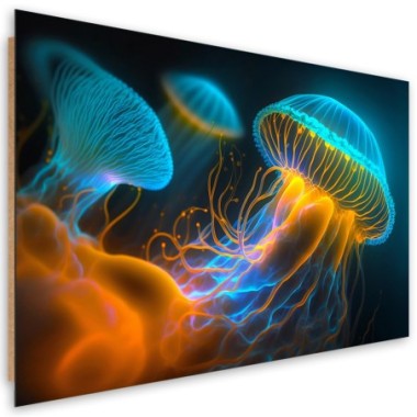 Deco panel print, Jellyfish underwater Neon - 60x40