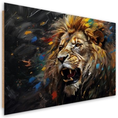 Deco panel print, Lion on dark background - 60x40