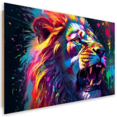 Deco panel print, Lion Neon Abstraction - 60x40