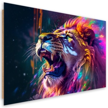 Deco panel print, Lion Roar Neon Abstraction - 60x40