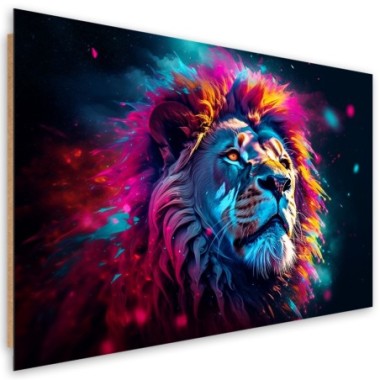 Deco panel print, Neon Lion Animal Africa - 60x40