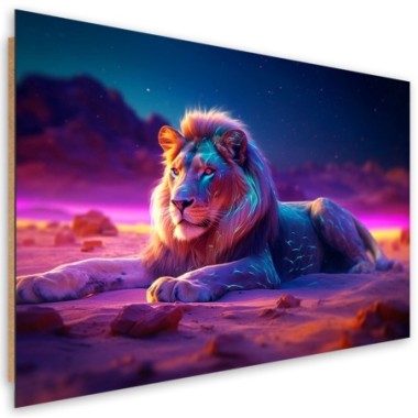 Deco panel print, Lion Nature Animal Neon - 60x40