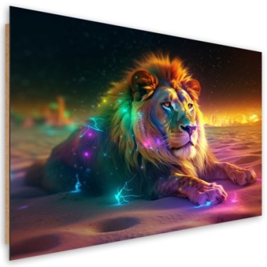 Deco panel print, Animal AI Lion Abstraction Neon -...