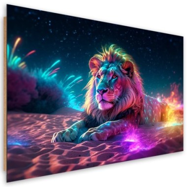 Deco panel print, Neon Lion Nature Abstraction - 60x40