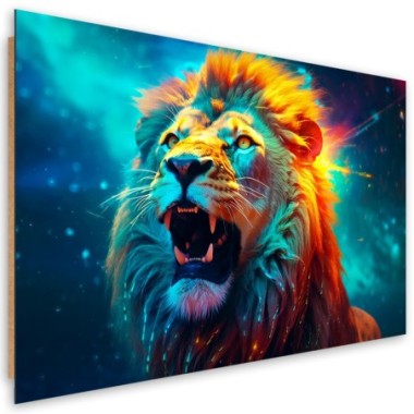 Deco panel print, Abstract Neon Lion AI - 60x40