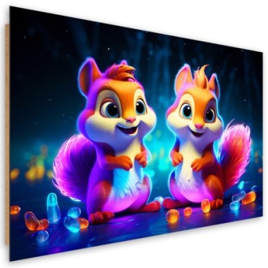 Deco panel picture, Colorful squirrels - 60x40