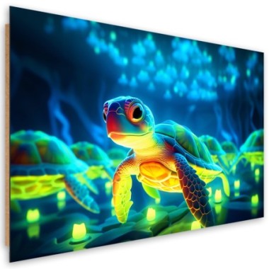 Deco panel picture, Turtle underwater neon - 60x40