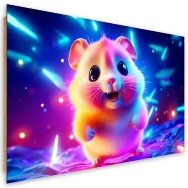 Deco panel picture, Cute hamster neon - 60x40