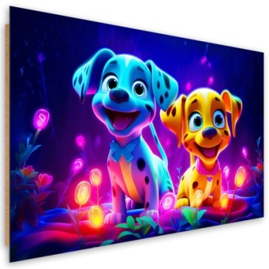 Deco panel picture, Neon dogs - 60x40