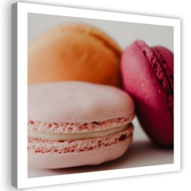 Stampa su tela, Tre macarons colorati - 60x60