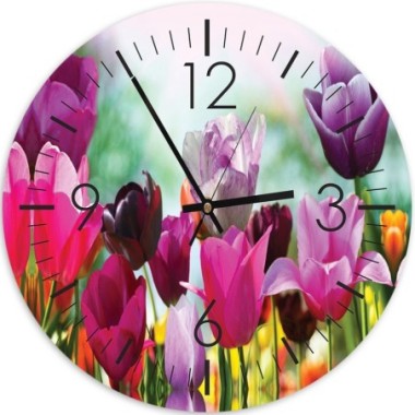 Orologio da parete, Tulipani colorati - 40x40
