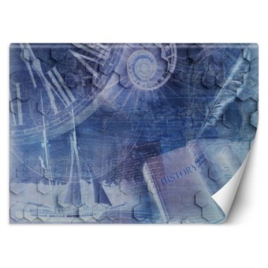 Carta Da Parati, Il tempo vola Blu astratto - 150x105