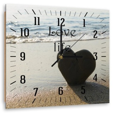 Orologio da parete, Il cuore sulla spiaggia - 40x40