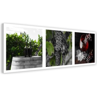 Quadro su tela, Uva Foglie - 90x30