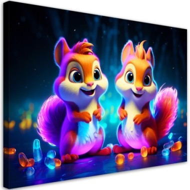 Canvas art print, Colorful squirrels - 60x40