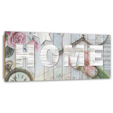 Quadro deco panel, Stile rustico Home lettering - 90x30