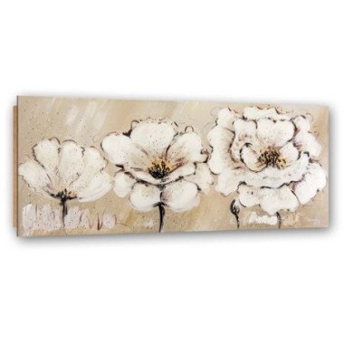 Quadro deco panel, Tre fiori bianchi - 90x30
