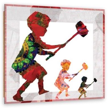 Quadro deco panel, Banksy Boy con un martello - 60x60