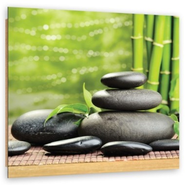 Quadro deco panel, Pietre foglie zen spa - 60x60