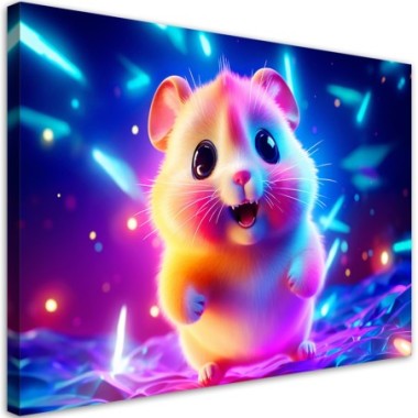 Canvas print, Cute hamster neon - 60x40