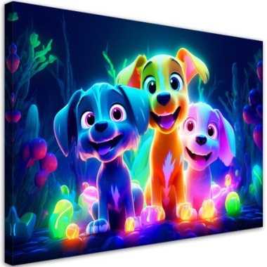 Canvas print, Colorful dogs abstract - 60x40