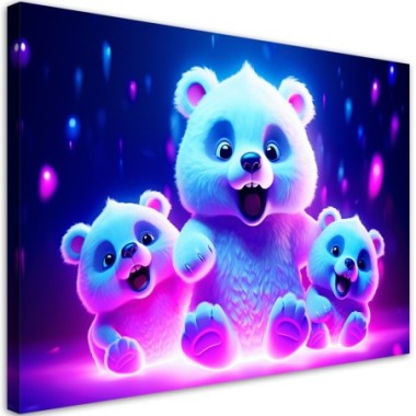 Canvas print, Neon bears - 60x40