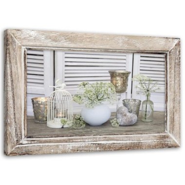 Quadro su tela, Natura morta Shabby chic - 90x60