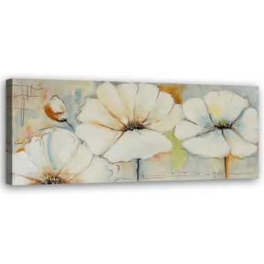 Quadro su tela, Pittura fiori pastello - 120x40