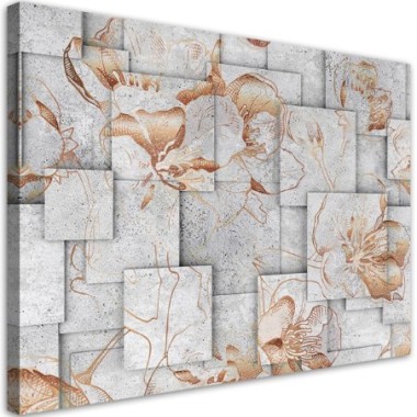 Quadro su tela, Lilia fiori su uno sfondo geometrico...