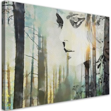 Quadro su tela, Un volto astratto di una donna nella...