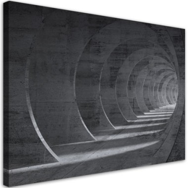 Quadro su tela, Tunnel 3D grigio - 90x60