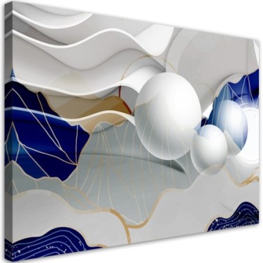 Quadro su tela, Astrazione blu con palline 3D - 90x60
