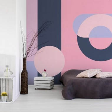 Fotomurale adesivo - Geometric Wreath (Violet) -...