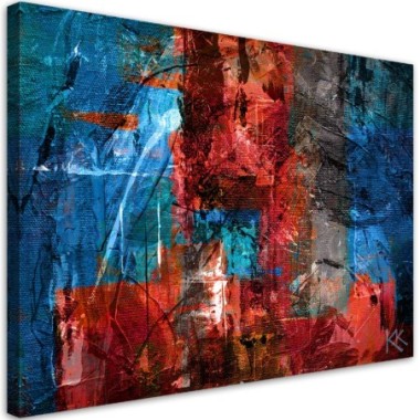 Quadro su tela, Abstrazione dipinta a mano rossa -...