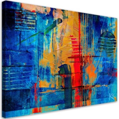 Quadro su tela, Mano di astrazione blu -pinto - 90x60