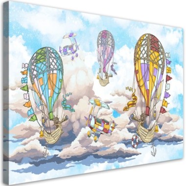Quadro su tela, Palloncini d'aria colorate - 90x60
