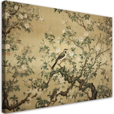 Canvas print, Bird Abstract Chinoiserie - 90x60