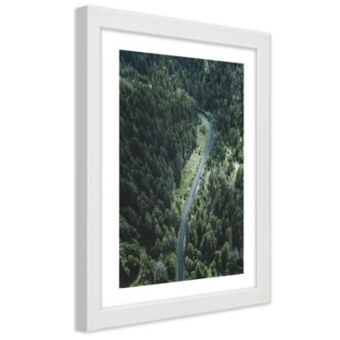 Quadro con cornice, Strada nella foresta - 60x90