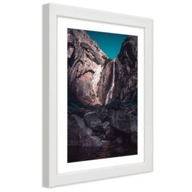Quadro con cornice, Cascata tra alte rocce - 60x90
